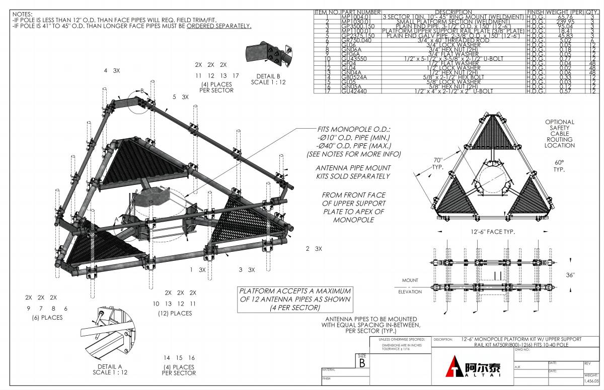 plataforma de antena monopolo