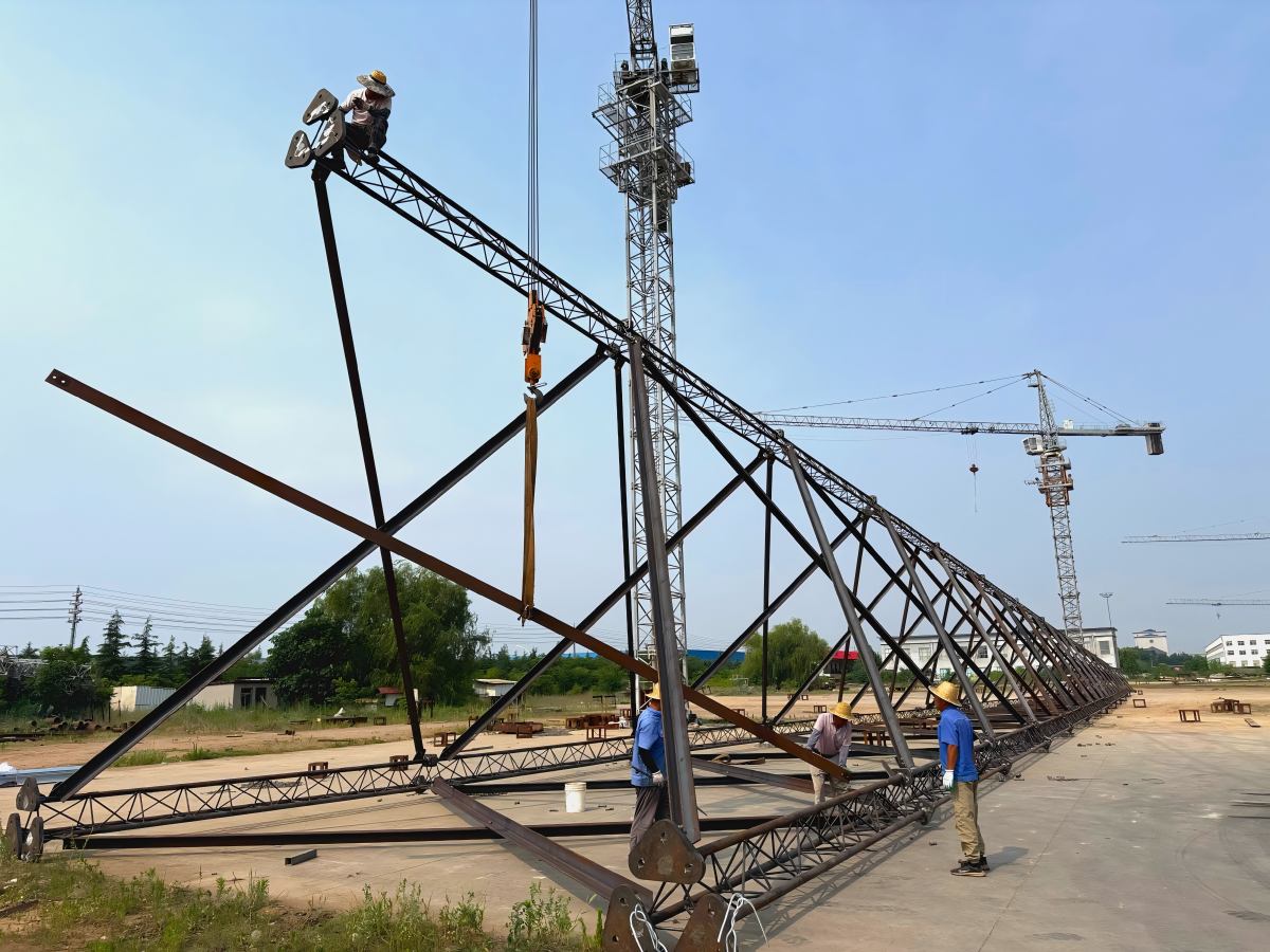 Trial Assembly of 3-Legged Tubular Steel Tower Ordered by a Jamaican Client